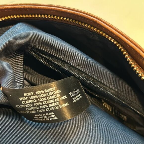 White House black market blue suede leather clutch with fringe add-on. Gorgeous. - Picture 7 of 7